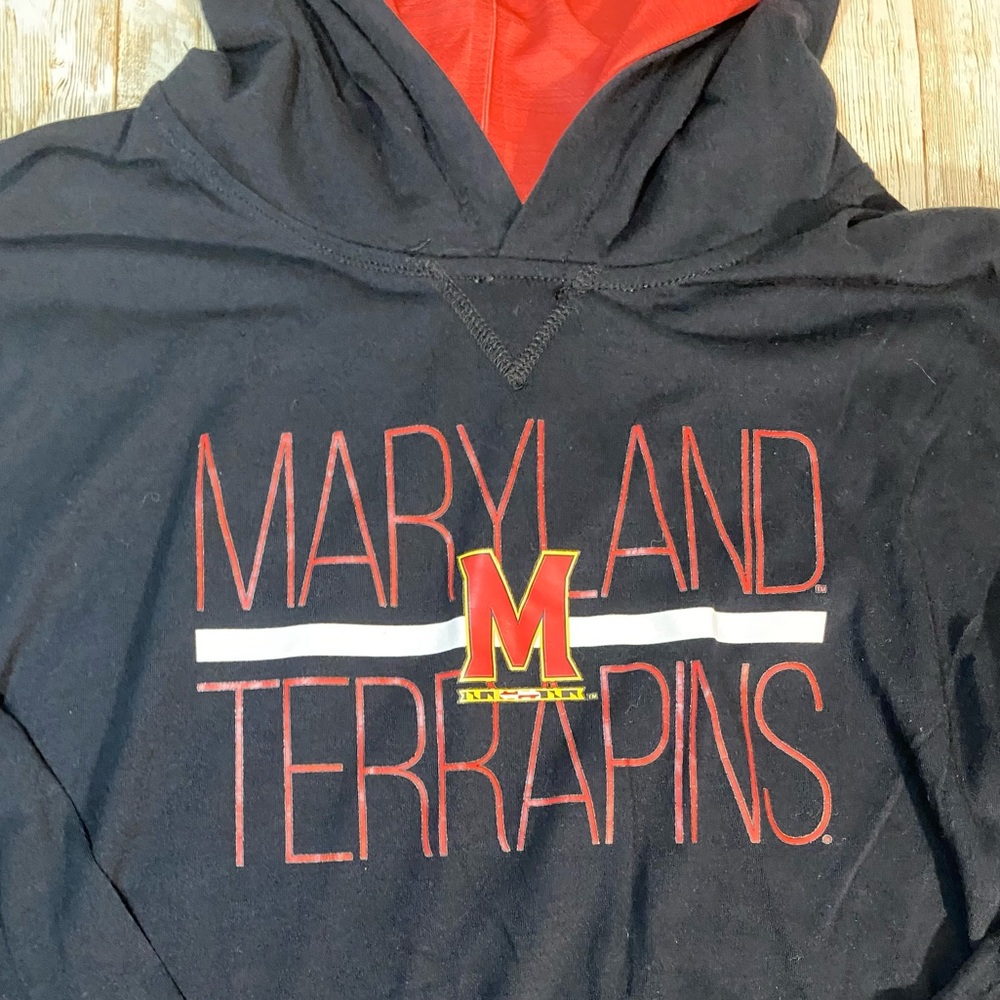 Maryland Terrapins UMD Terps Women's Recovery Line Em Up Pullover Hoodie Black L - Picture 8 of 13